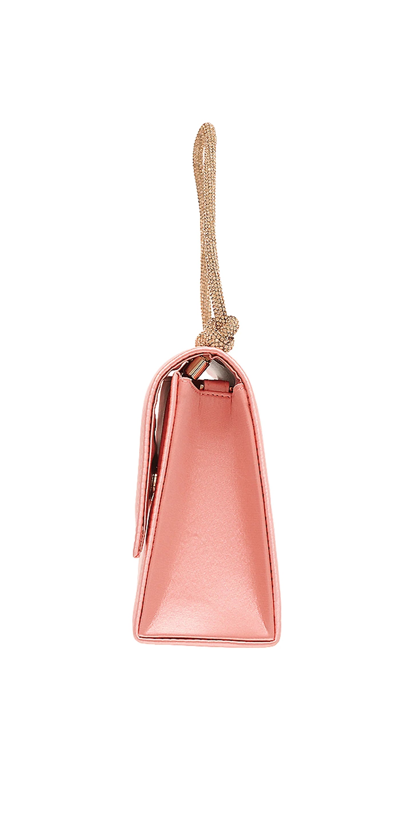 Satin 1/2 Flap Kelly Handbag with Rhinestone Handle - Camille La Vie