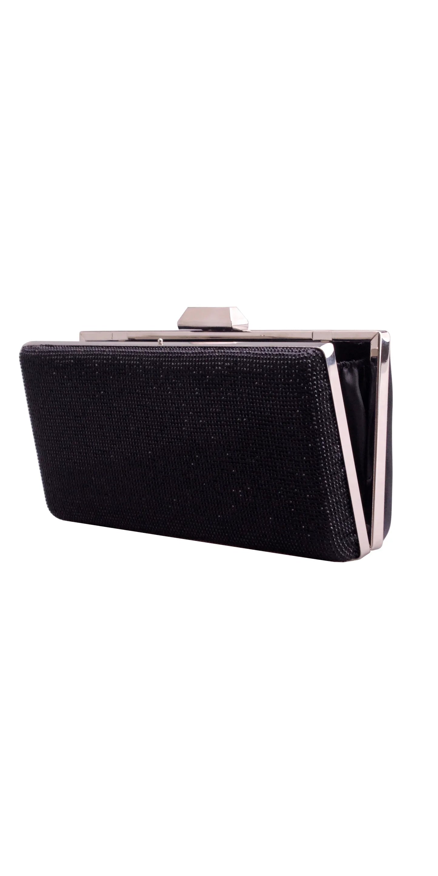 Metal Frame Rhinestone and Satin Handbag - Camille La Vie