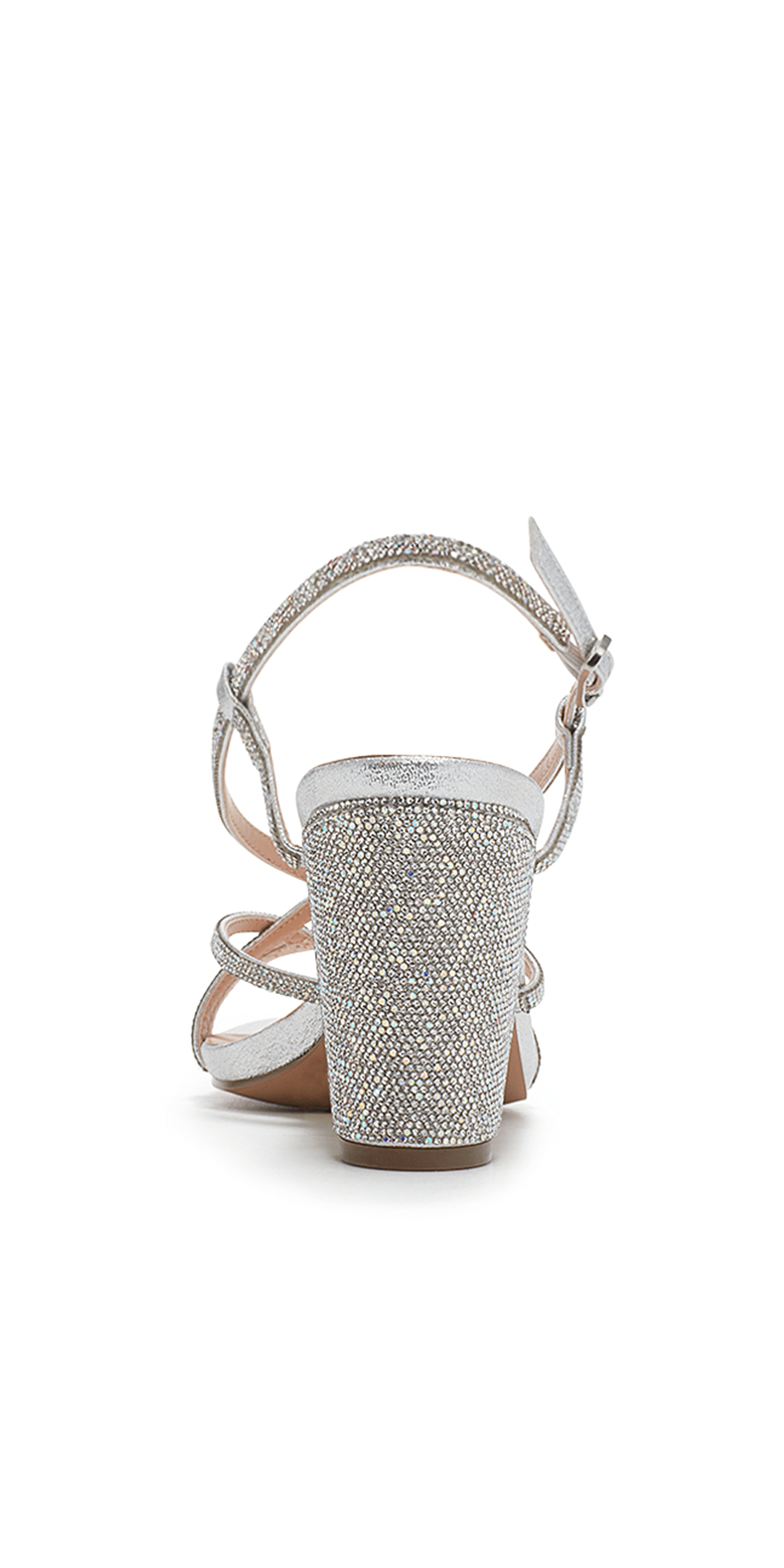 Camille La Vie/ Nicky 10 Mid Heel Rhinestone Block Heel Sandal /7.5 / silver/back