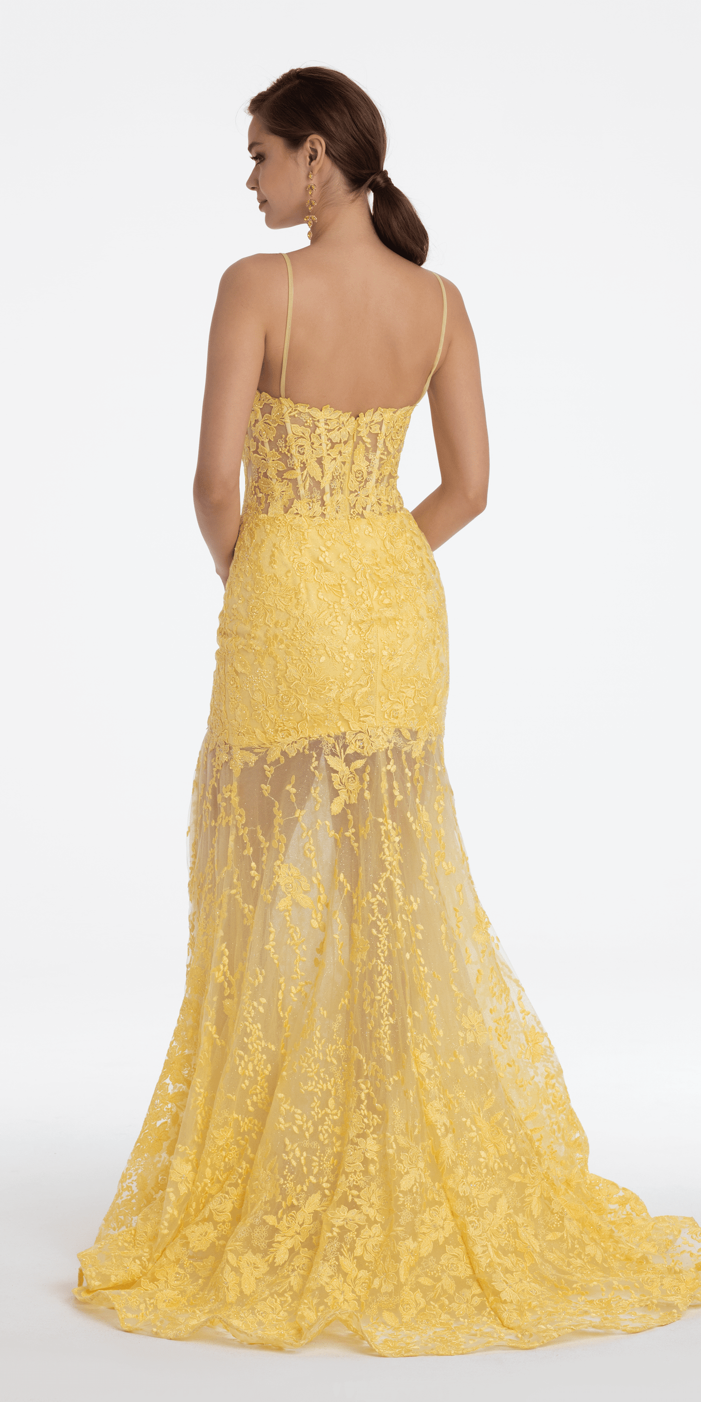 Camille La Vie/ Embellished Sweetheart Corset Mini Dress/ missy/ size /0 / light yellow /back