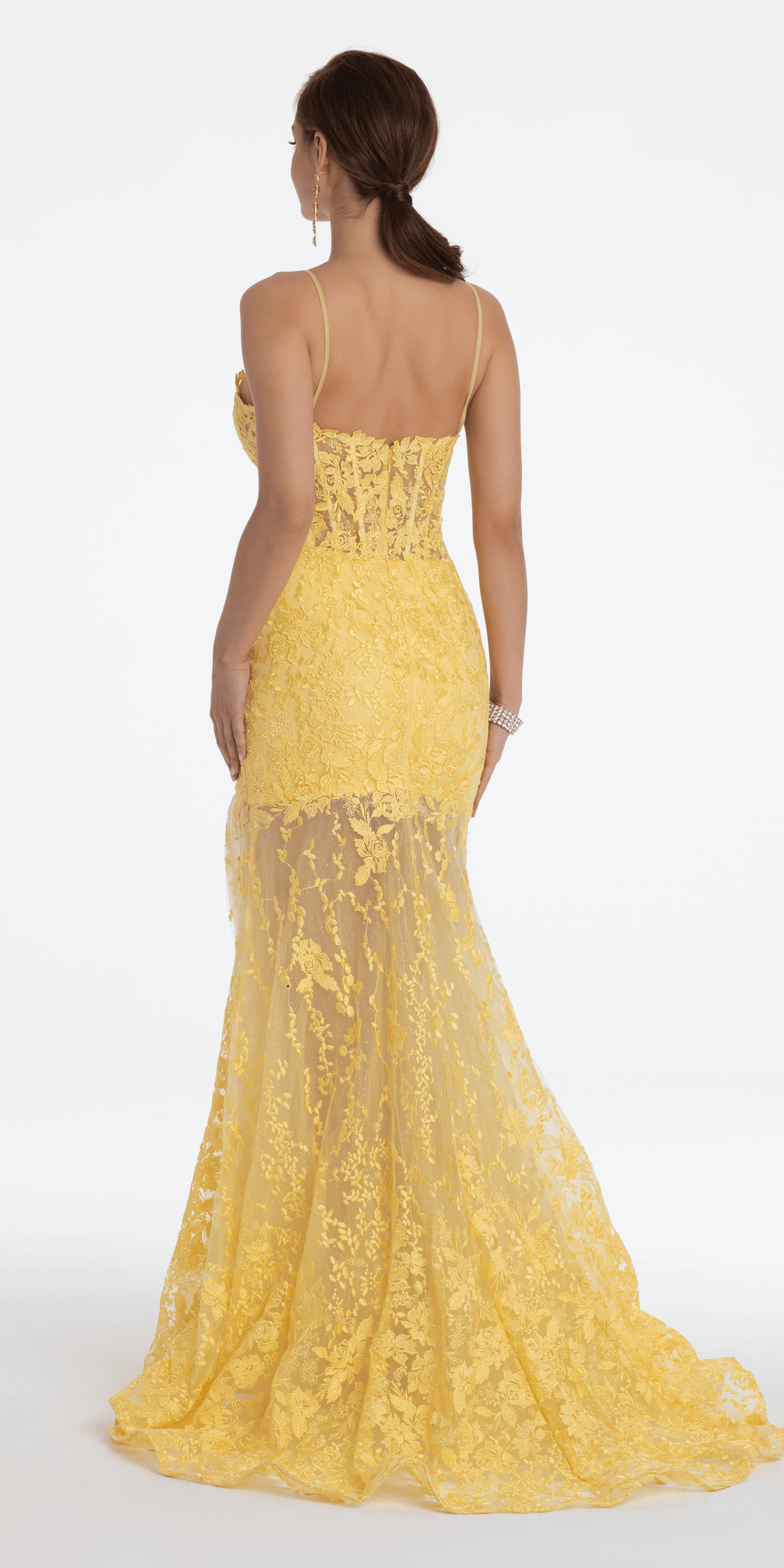 Camille La Vie/ Embellished Sweetheart Corset Mini Dress/ missy/ size /0 / light yellow /back alt