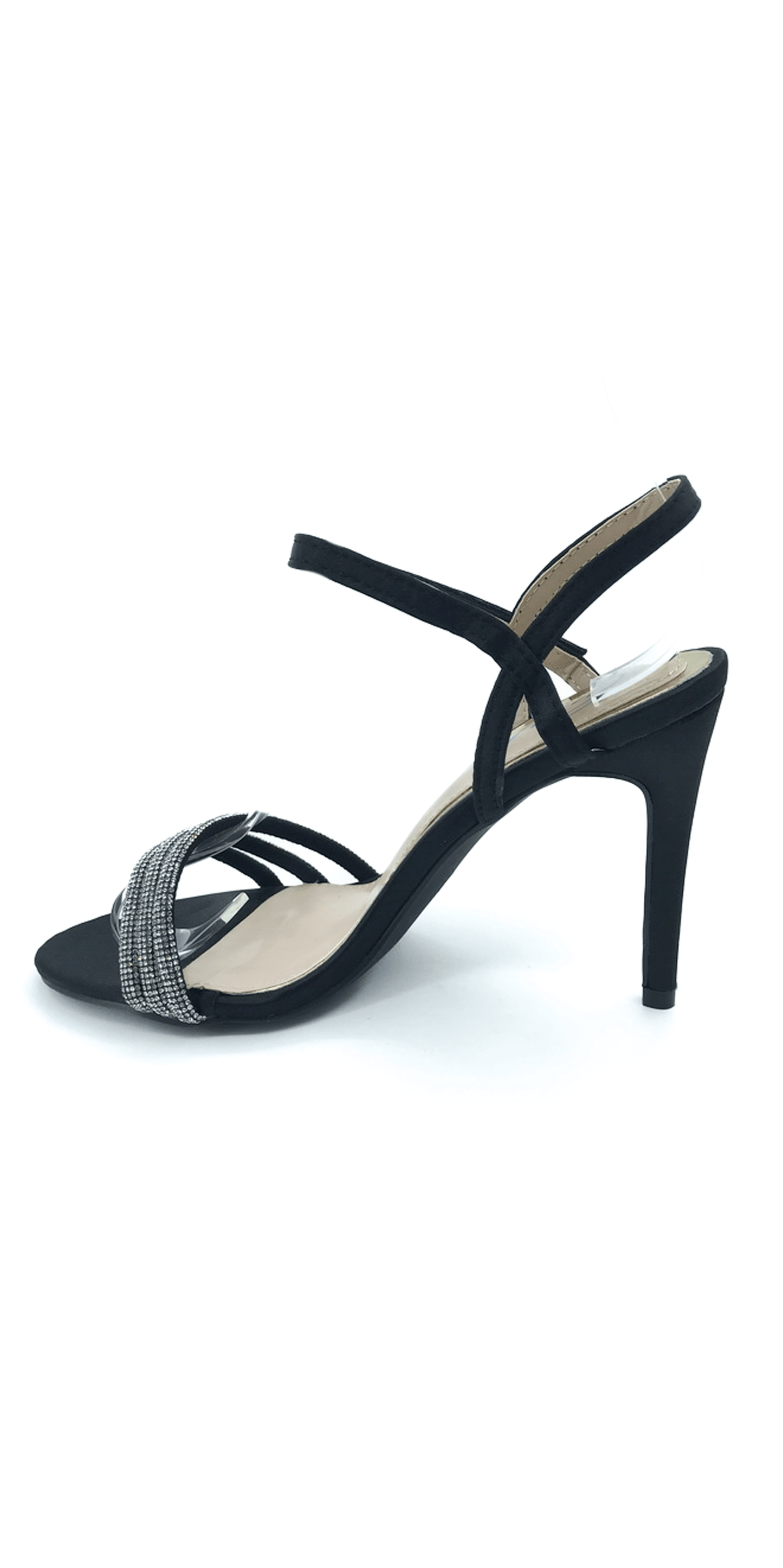 Camille La Vie/ Rhinestone Strappy High Heel Stiletto Sandal/ Size 5.5/Black/Left