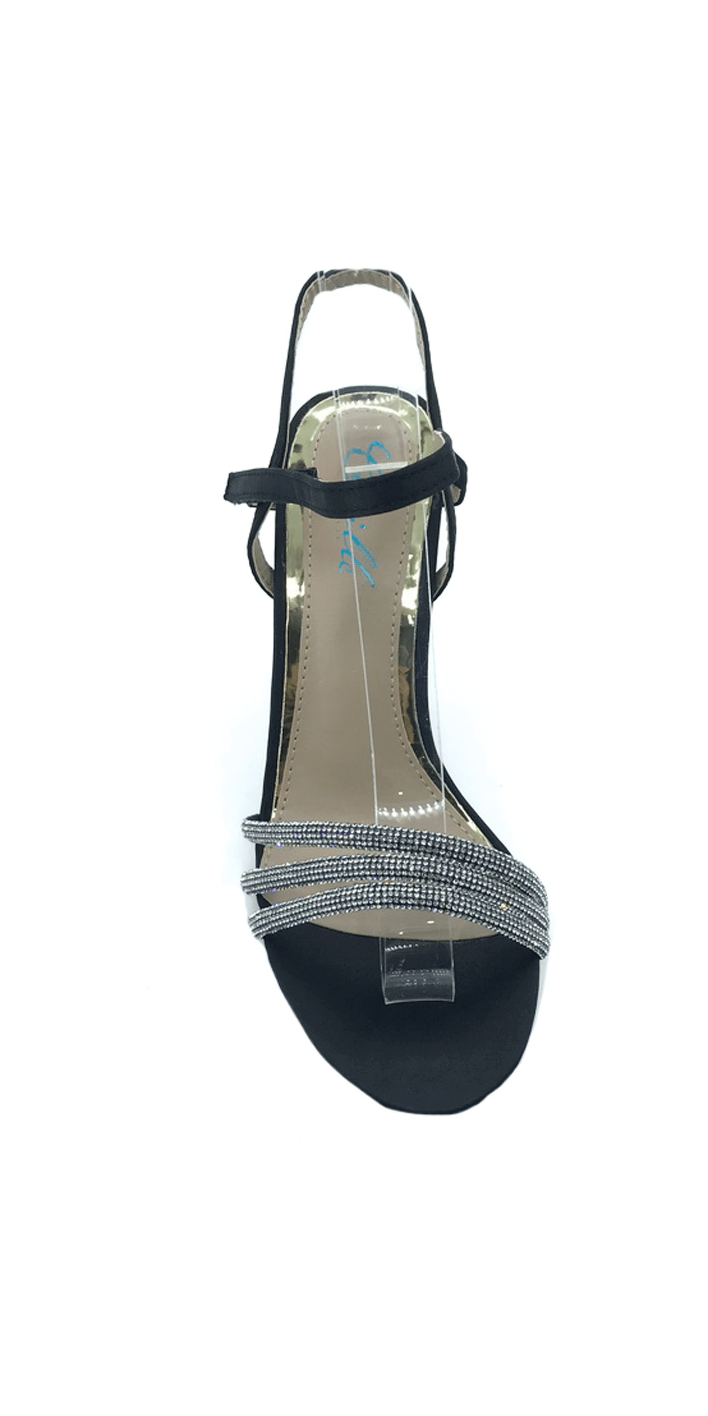 Camille La Vie/ Rhinestone Strappy High Heel Stiletto Sandal/ Size 5.5/Black/Front
