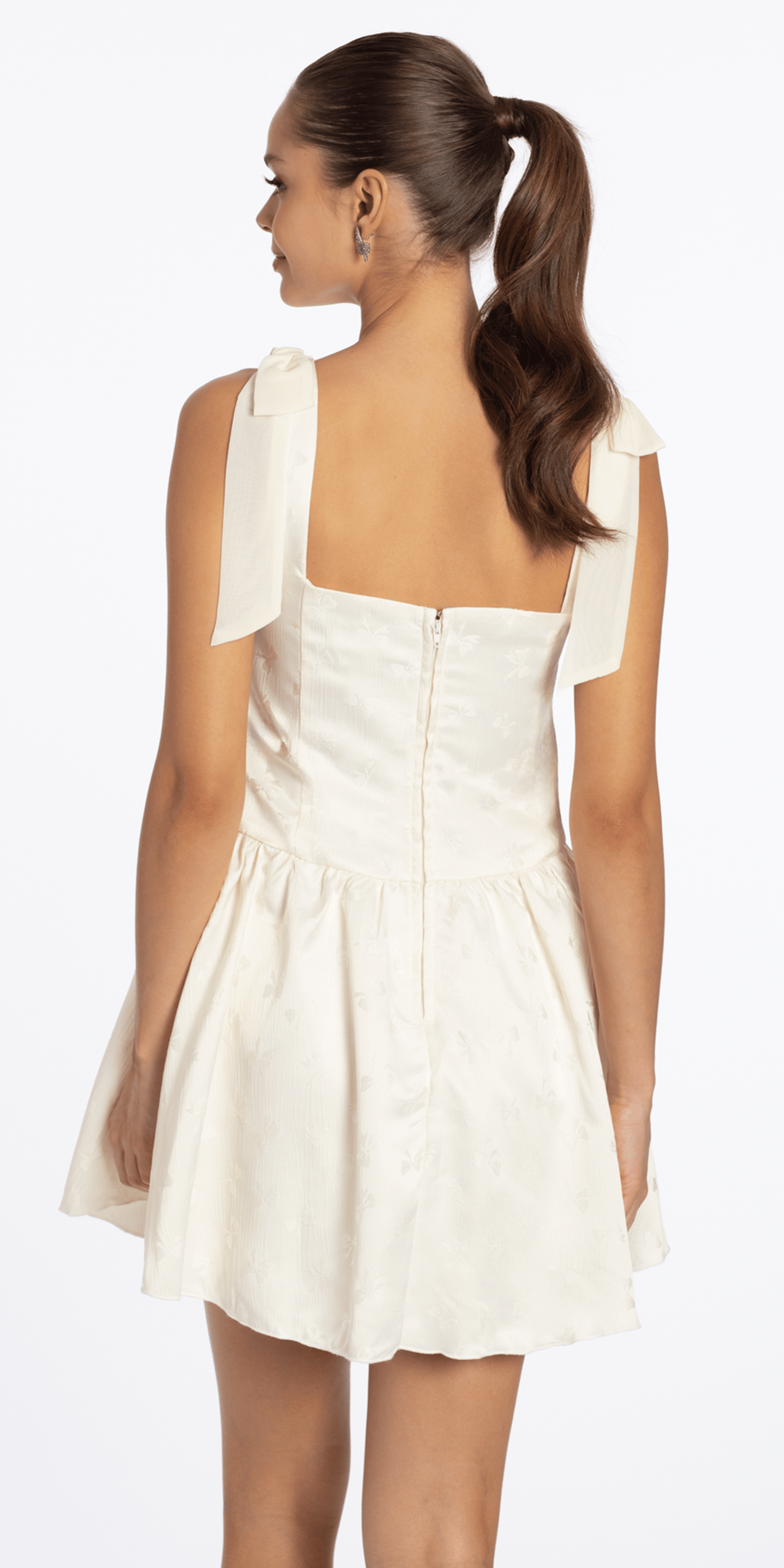 cream/size/s/missy/Camille La Vie/Basque Waist Jacquard Tie Shoulder Dress/back
