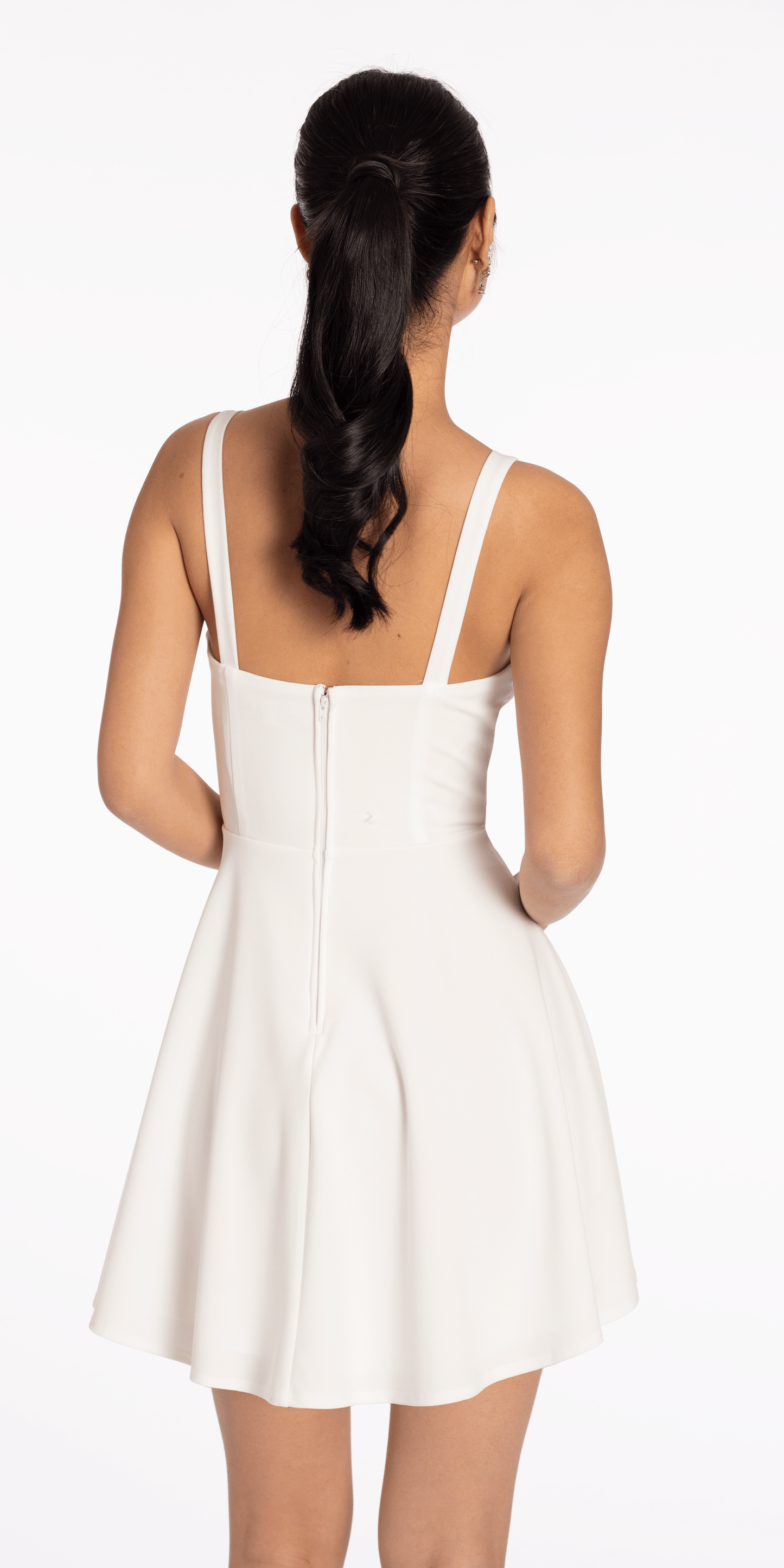 ivory Size 6 missy Camille La Vie Scuba Sweetheart Skater Dress with Lace Bow Detail