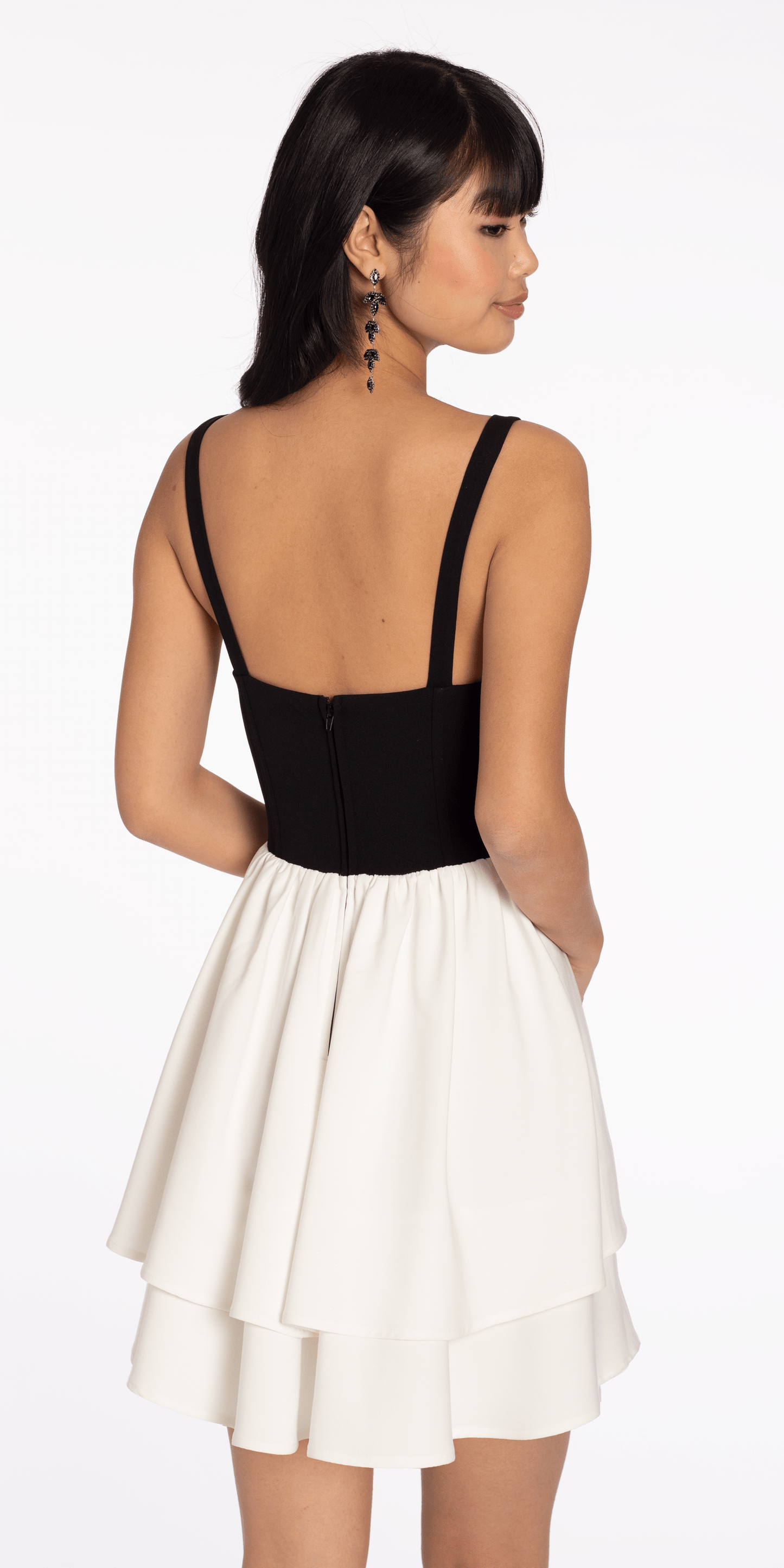Camille La Vie Two Tone Scuba Tiered Fit and Flare Dress