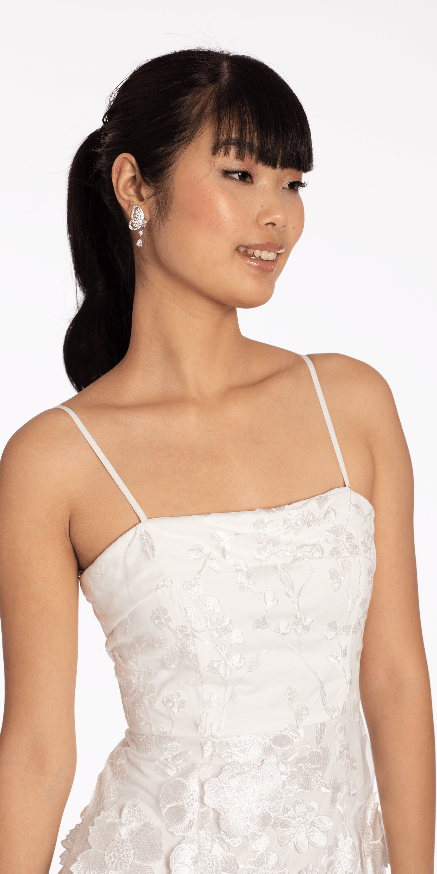 ivory Size 6 missy Camille La Vie 3 D Floral Tulle Embroidered Foldover Sheath Dress