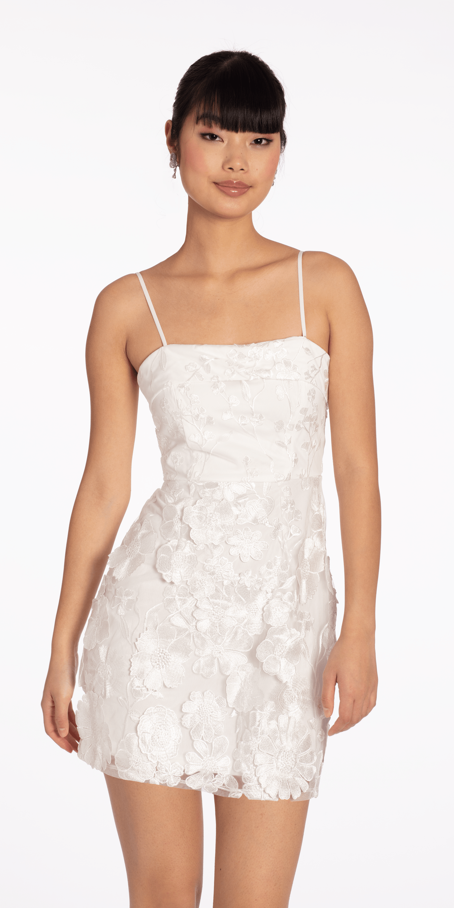 ivory Size 6 missy Camille La Vie 3 D Floral Tulle Embroidered Foldover Sheath Dress