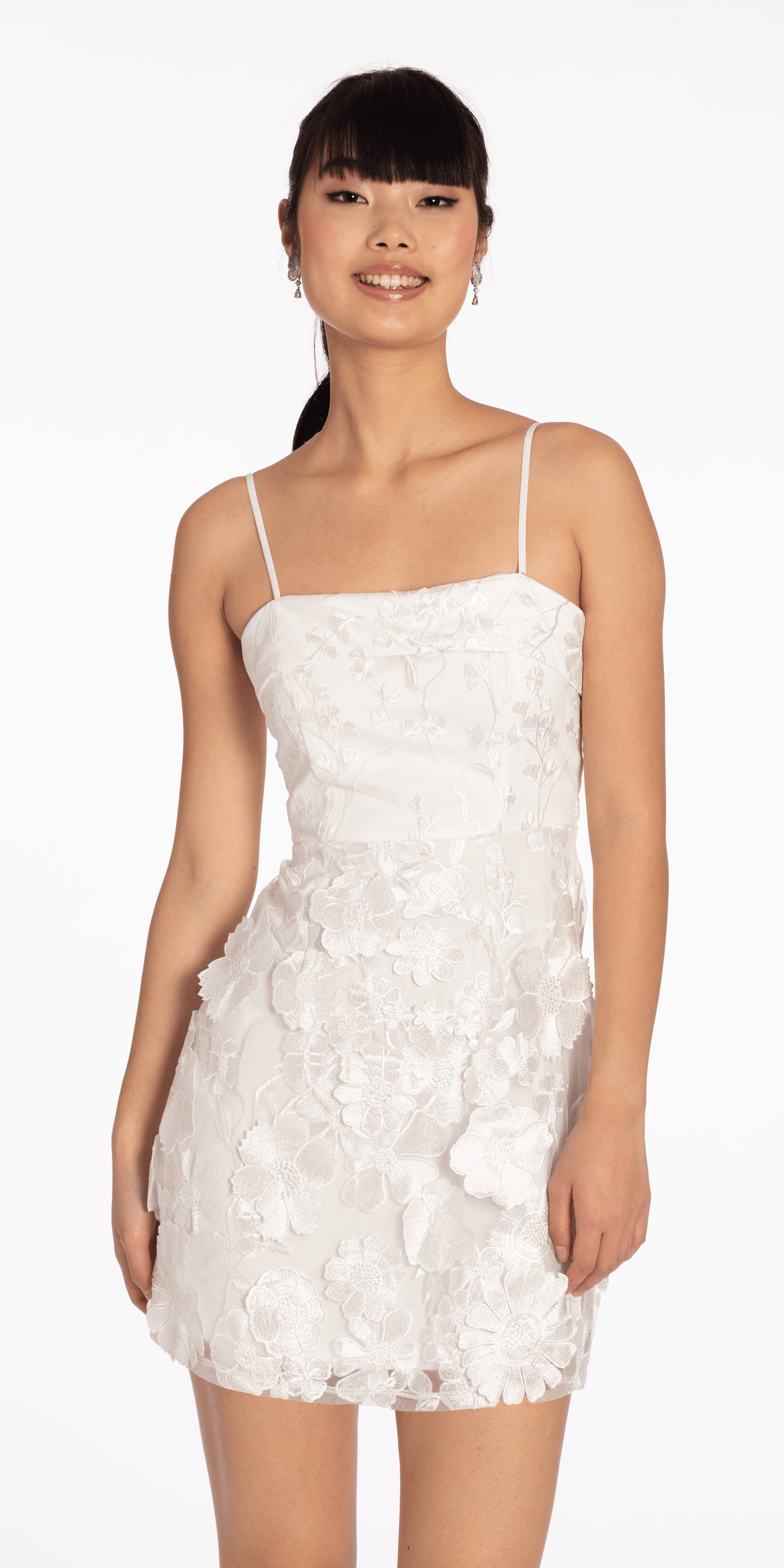 ivory Size 4 missy Camille La Vie 3 D Floral Tulle Embroidered Foldover Sheath Dress