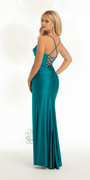 Stretch Satin Lace Up Back Dress with Train Image 5