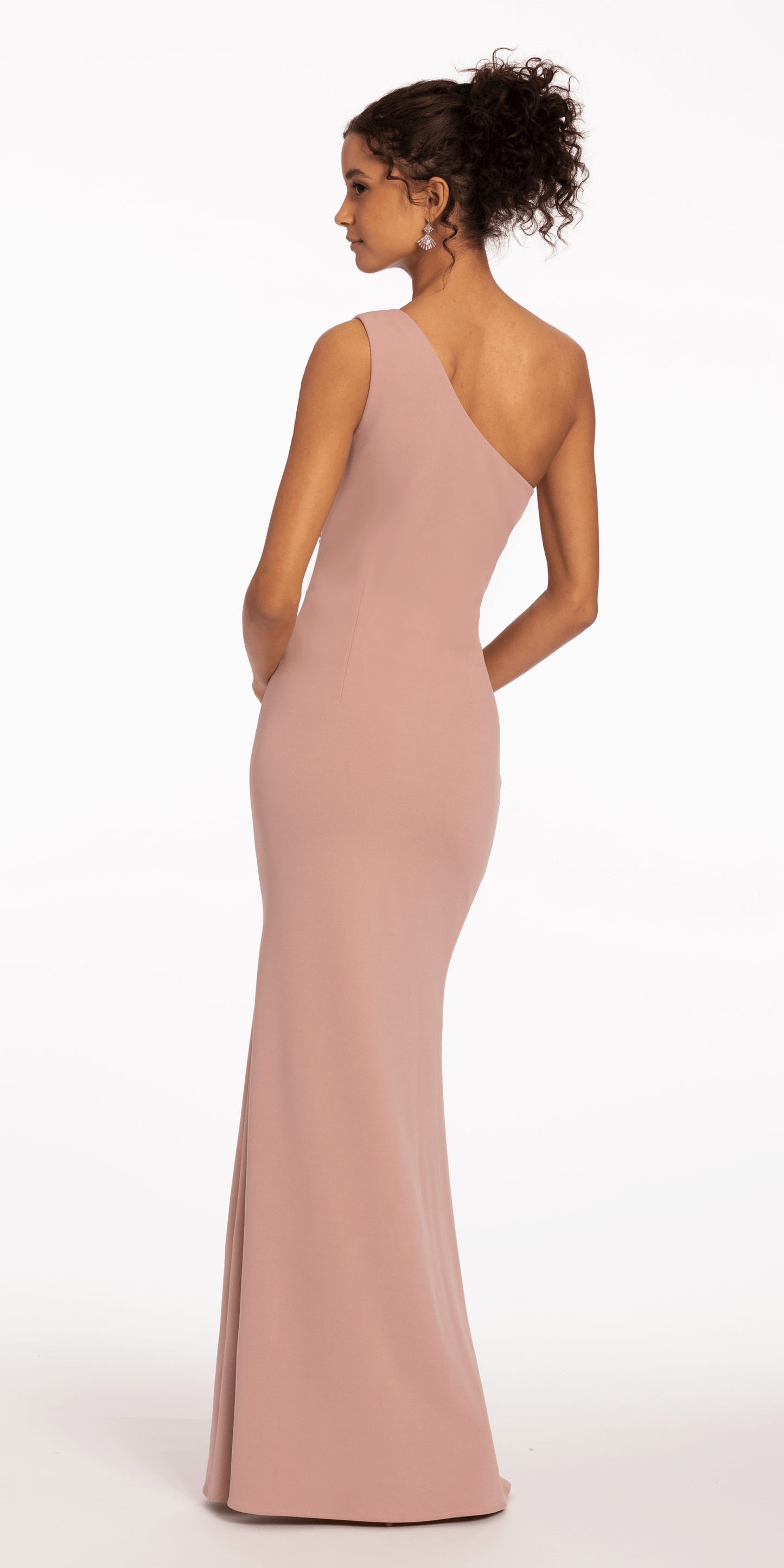 rose Size 2 missy Camille La Vie Crepe One Shoulder Column Dress with Origami Rosette Detail