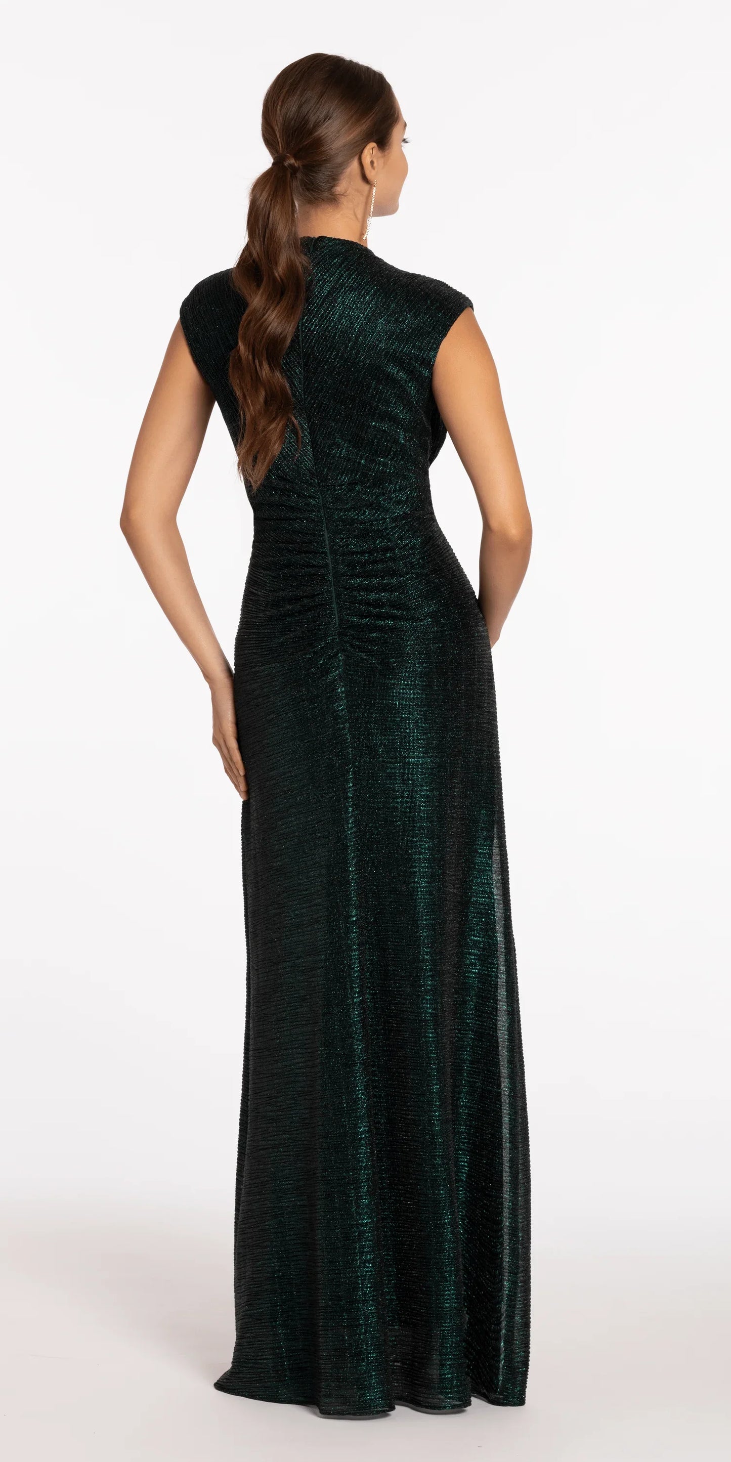 emerald/size/4/missy/Camille La Vie/Crinkle Knit Cap Sleeve Column Dress/back