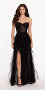 Sweetheart Illusion Corset Trumpet Dress with Mesh Cascades Image 2