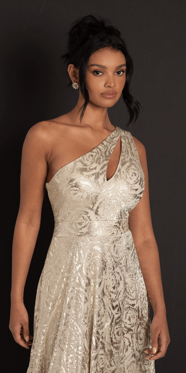 Collective Dress - Foil Jacquard One Shoulder A Line Dress with Keyhole image 3