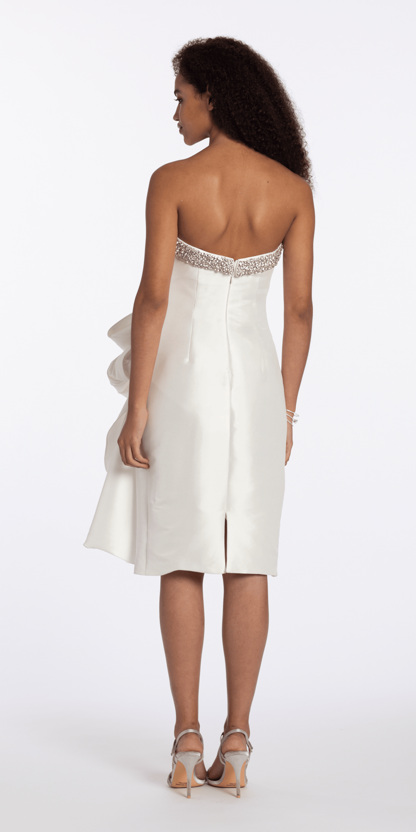 Camille La Vie Embellished Strapless Mikado Midi Dress with Ruching