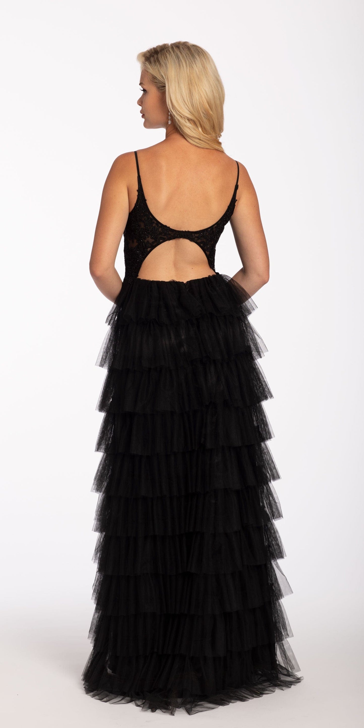 Camille La Vie Mesh Tiered Corset Keyhole Back Ballgown