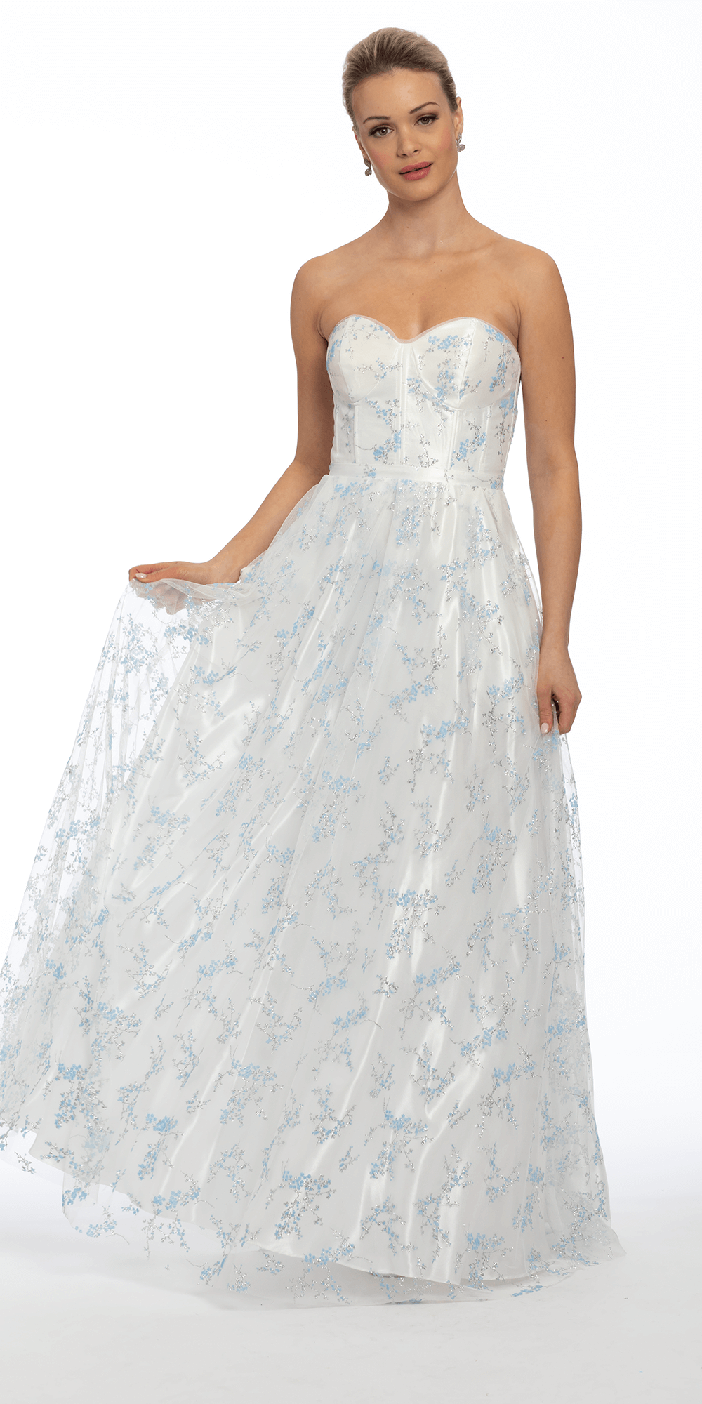 Camille La Vie /Strapless Glitter Corset Ballgown/missy/size/2/ivory/front