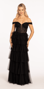 Sweetheart Off the Shoulder Tiered Mesh Ballgown Image 4