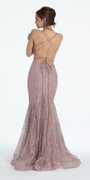 Strappy Back Glitter Corset Mermaid Dress Image 3