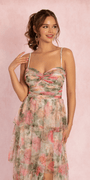 Floral Mesh Sweetheart Tiered Dress with Keyhole Image 2