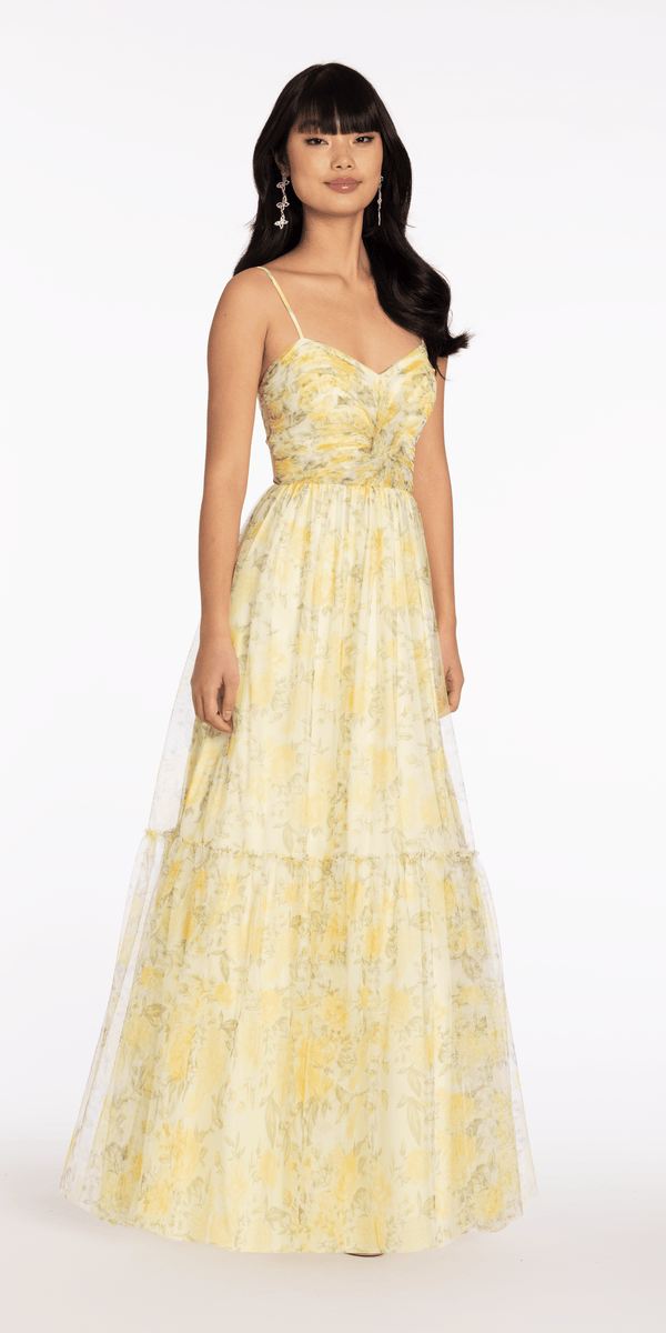 Shop Formal Dress - Sweetheart Mesh Floral Print Ballgown fourth image