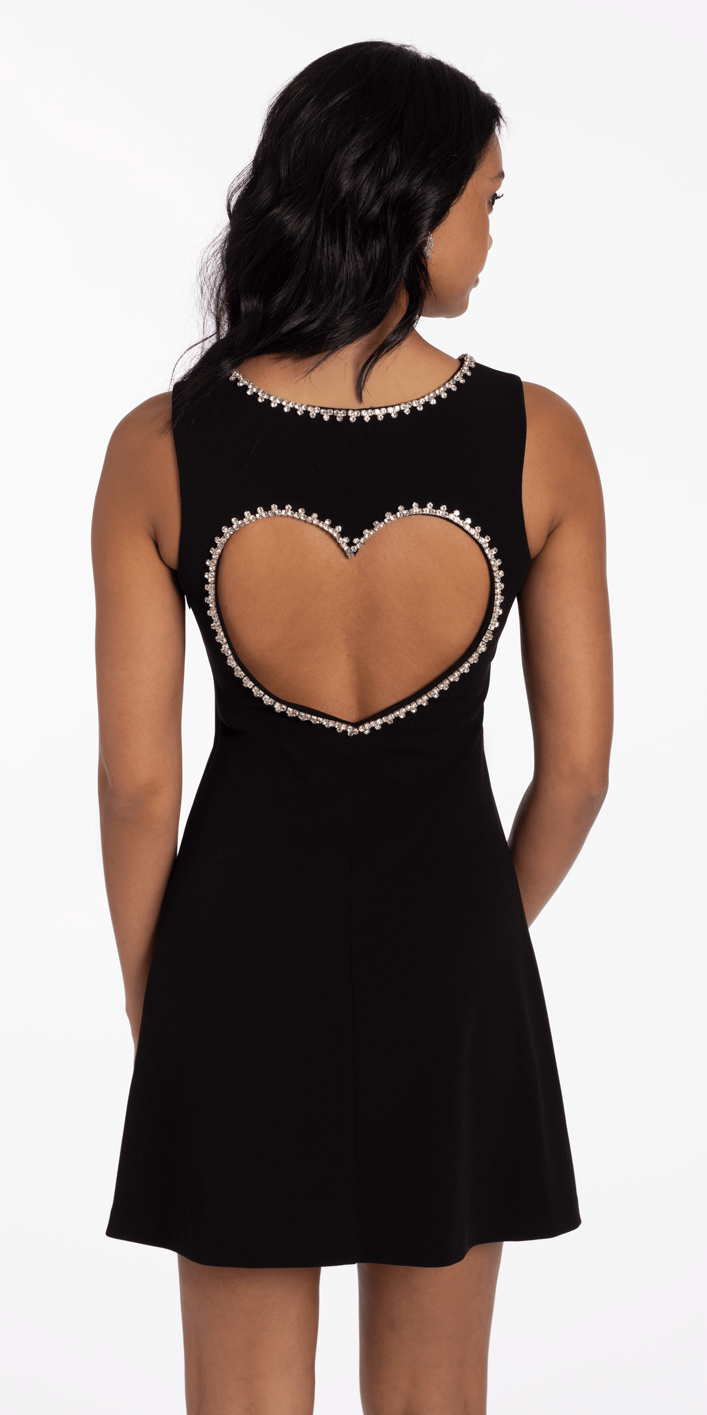 Camille La Vie /Rhinestone Open Heart Back Scuba Skater Dress/missy/ size/ 4/ black/ back 1