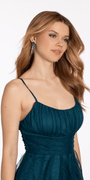 Scoop Neck Glitter Mesh Lace Up Back High-Low Dress Image 4