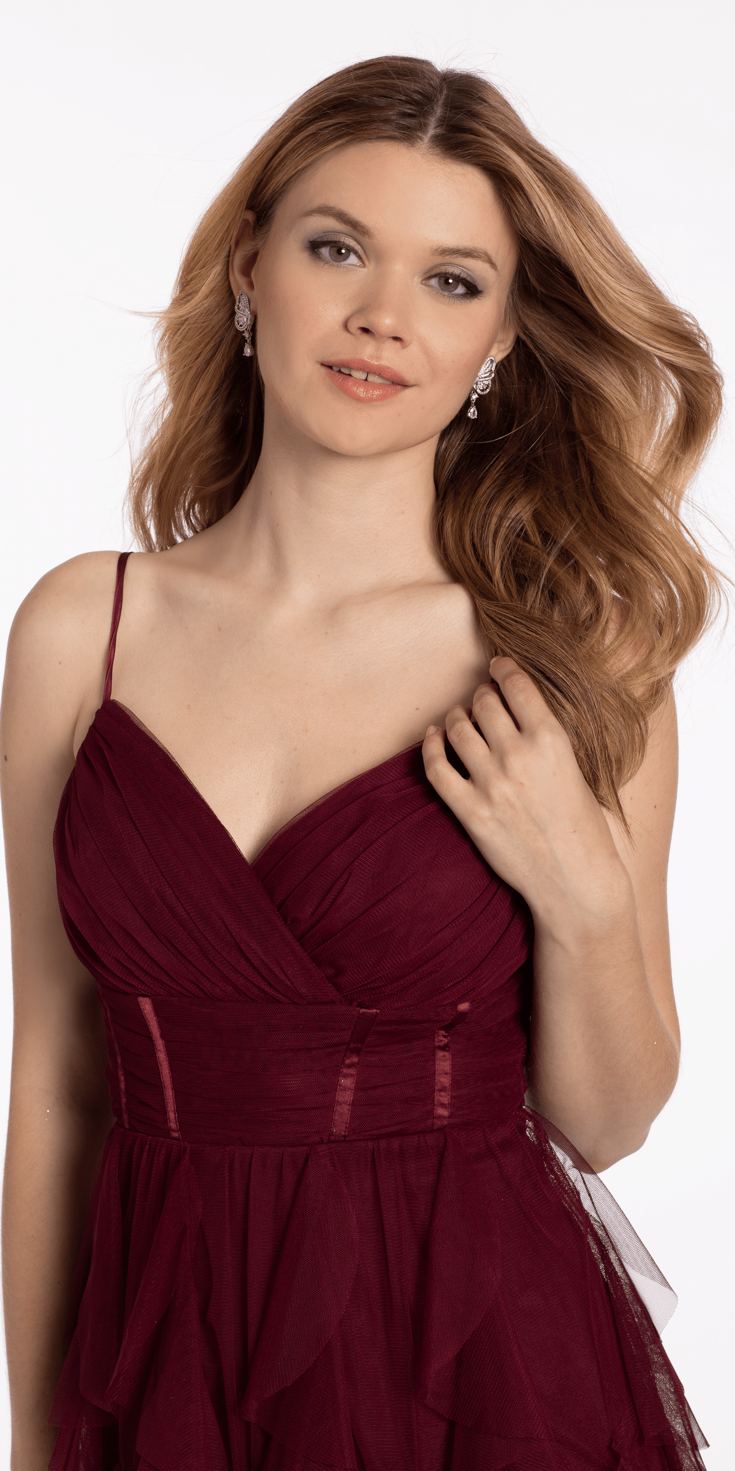 Camille La Vie/Pleated Mesh Sweetheart Corset Fit and Flare Dress/ missy/ size/ 2 /wine/close up