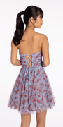 Rose Print Scallop Neck Fit and Flare Dress Image 4