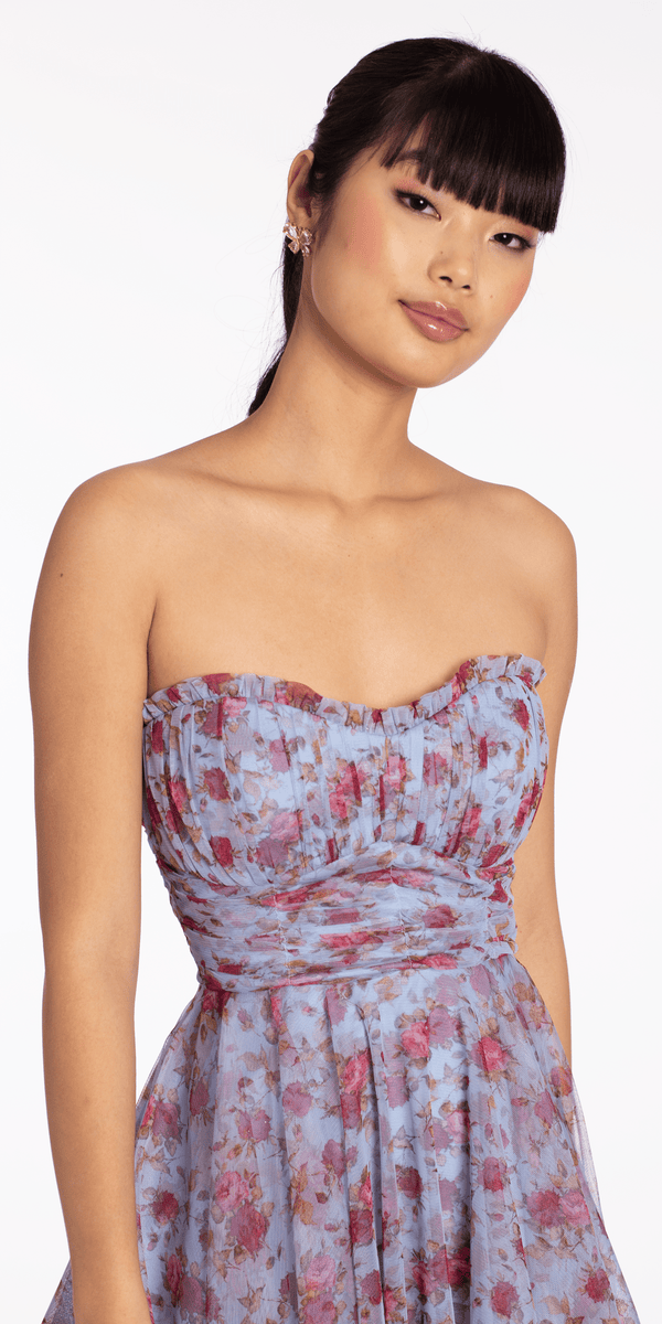 Rose Print Scallop Neck Fit and Flare Dress Image 2