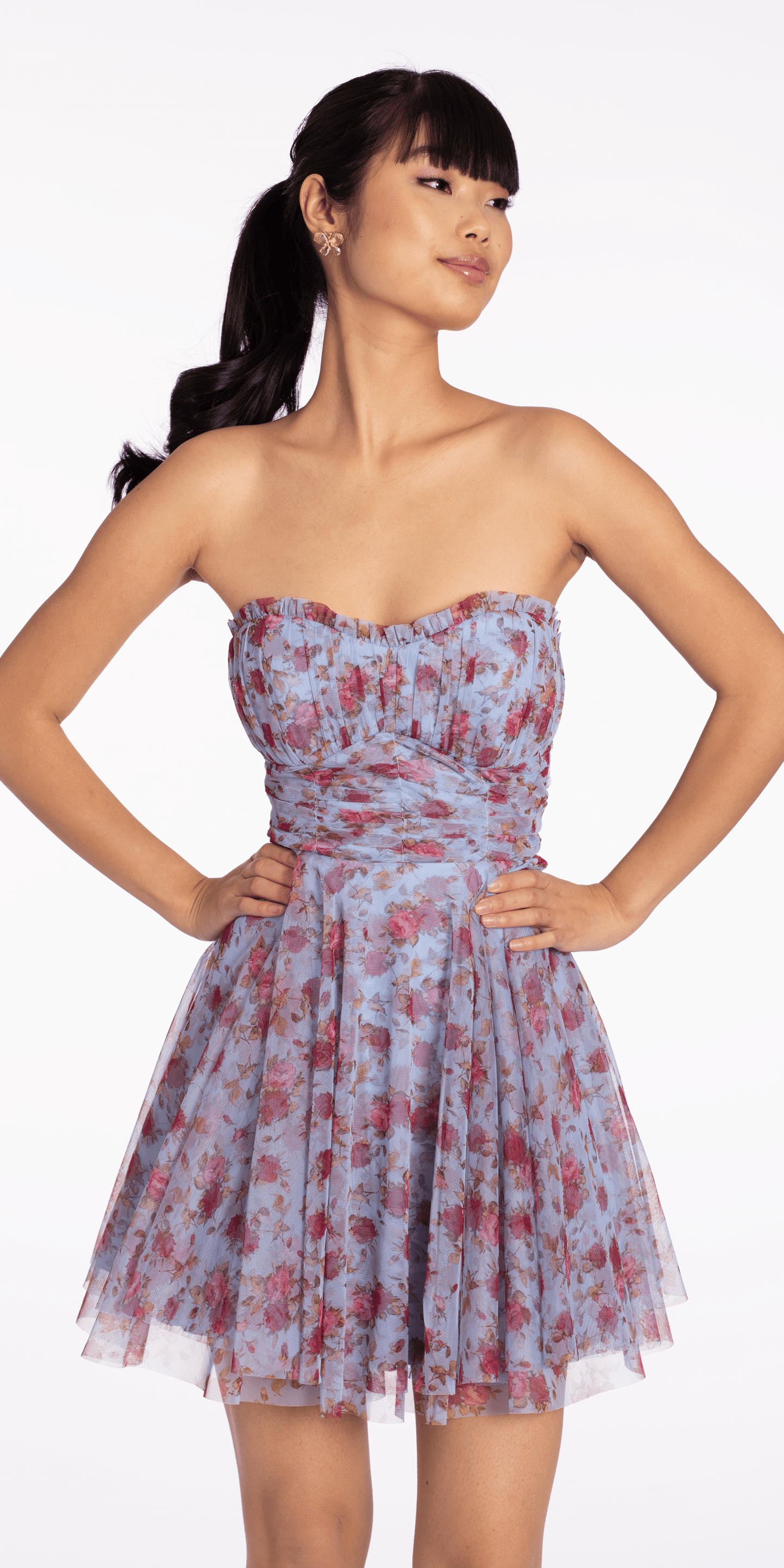 periwinkle Size 6 missy Camille La Vie Rose Print Scallop Neck Fit and Flare Dress