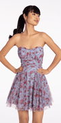 Rose Print Scallop Neck Fit and Flare Dress Image 3