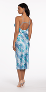 Satin Watercolor Strappy Back Halter Midi Dress Image 6