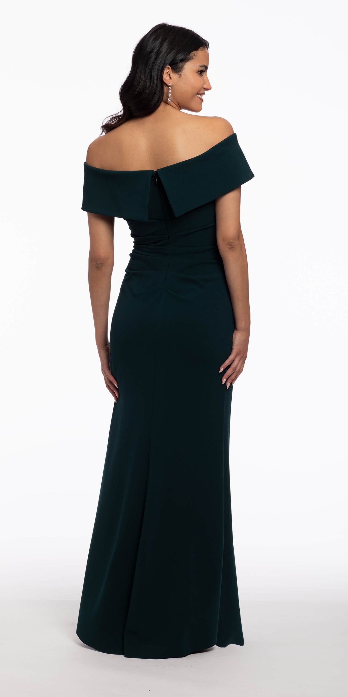 Camille La Vie Off the Shoulder Crepe Dress with Side Drape