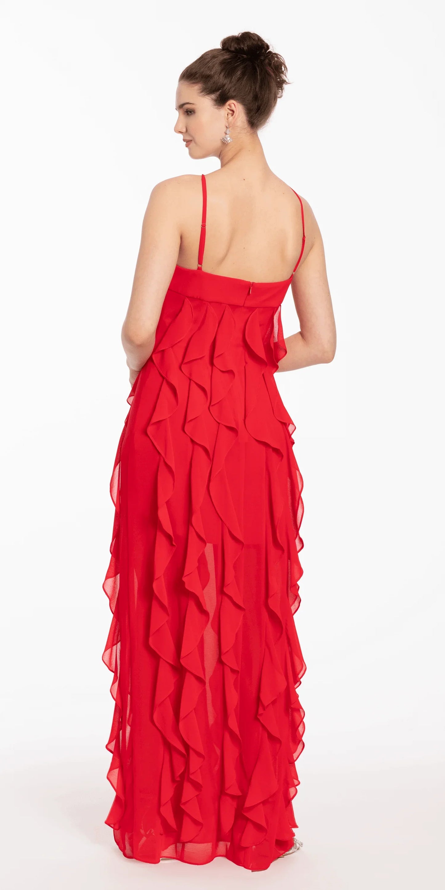 Chiffon Halter Neck Ruffle Dress - Camille La Vie