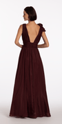 Pleated Organza V Neck Ballgown with 3D Ruffle Image 5