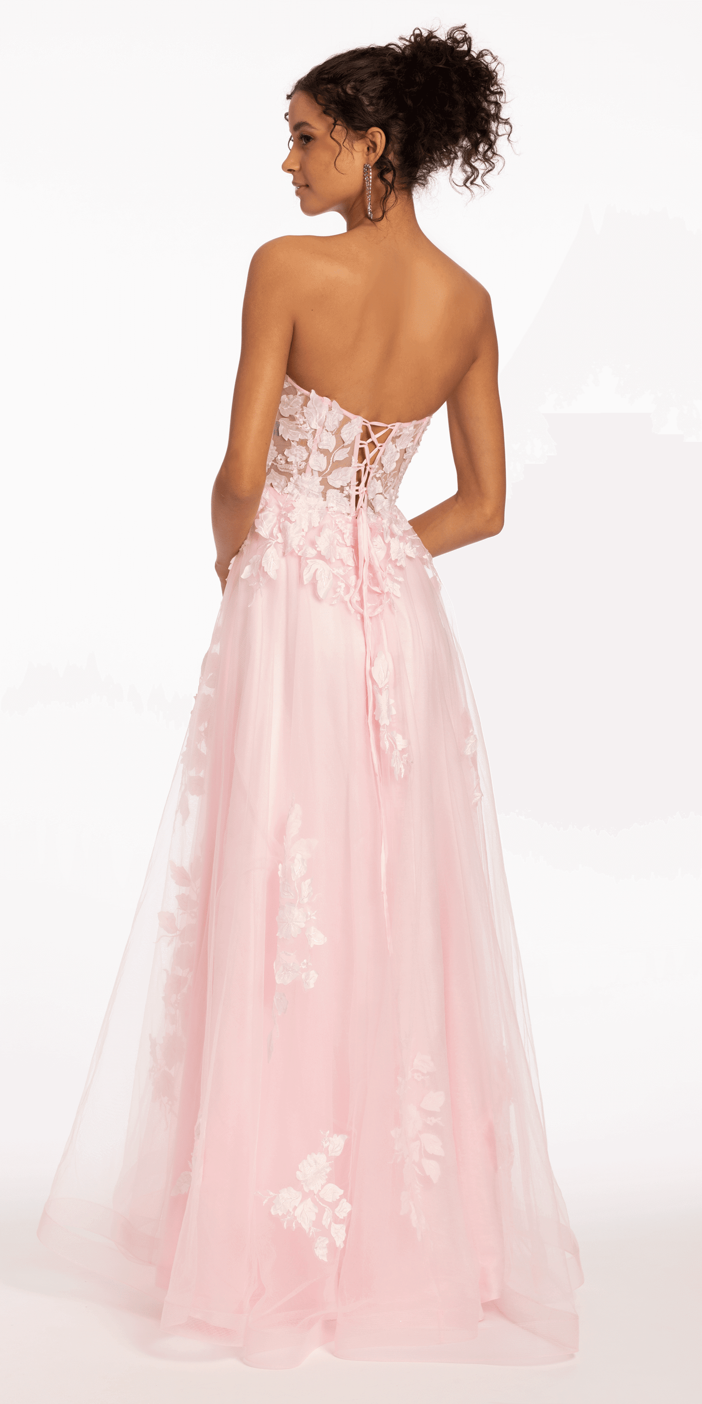 blush/size/4/missy/Camille La Vie/Floral Mesh Applique Corset A Line Dress/ back alt