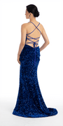 Sequin Lace Up Dress with Side Slit Image 3