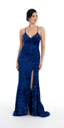 Sequin Lace Up Dress with Side Slit Image 2