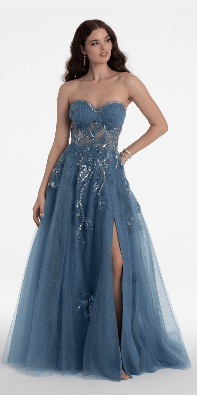 Glitter Tulle Embellished Sweetheart Ballgown Image 7