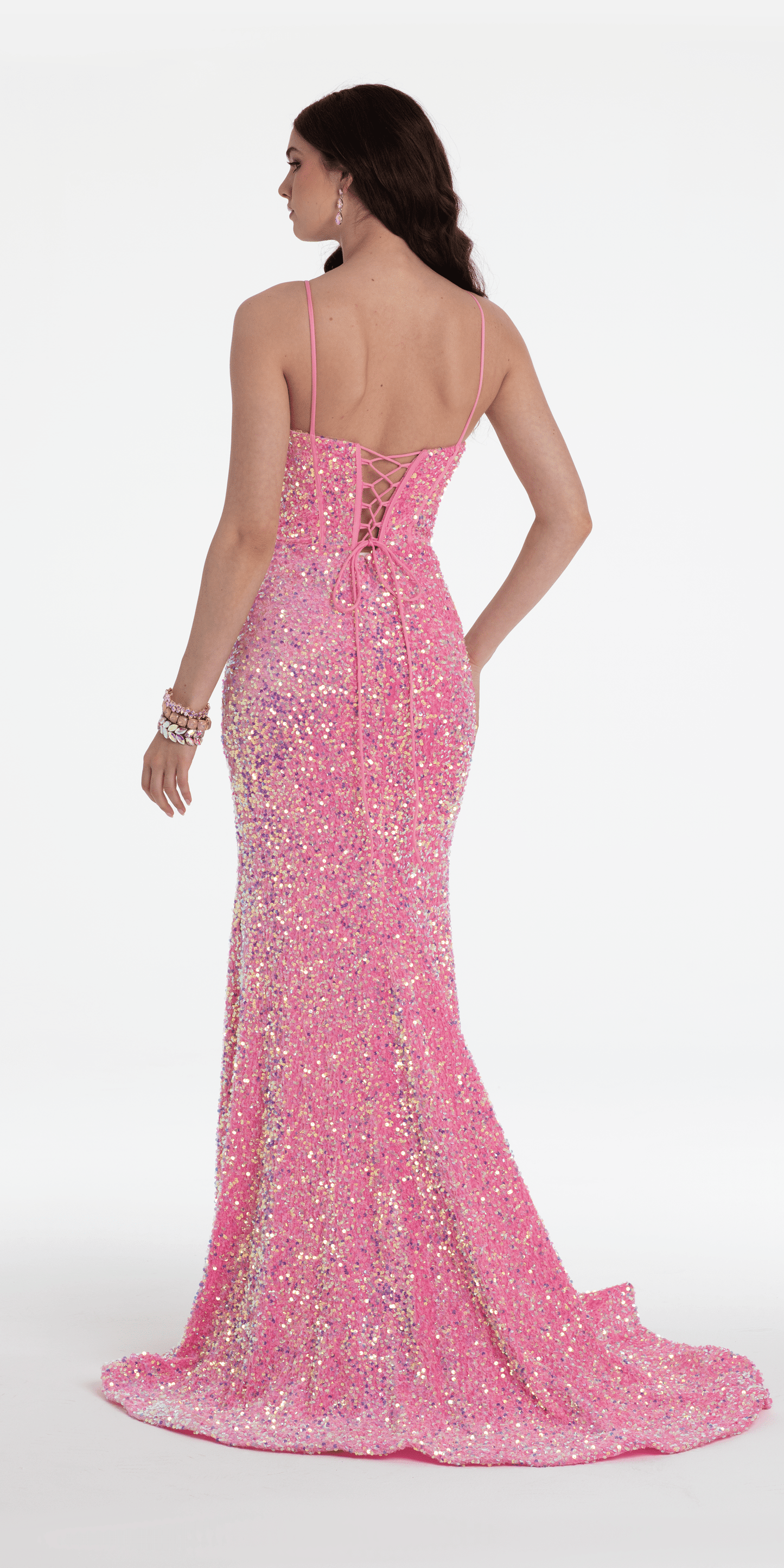 pink Size 0 missy Camille La Vie Sequin Velvet Drape Column Dress