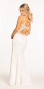 Sequin Embellished Plunge Trumpet Dress with Keyhole Back Image 3