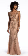 Lace Cap Sleeve Beaded Sheath Dress Image 1