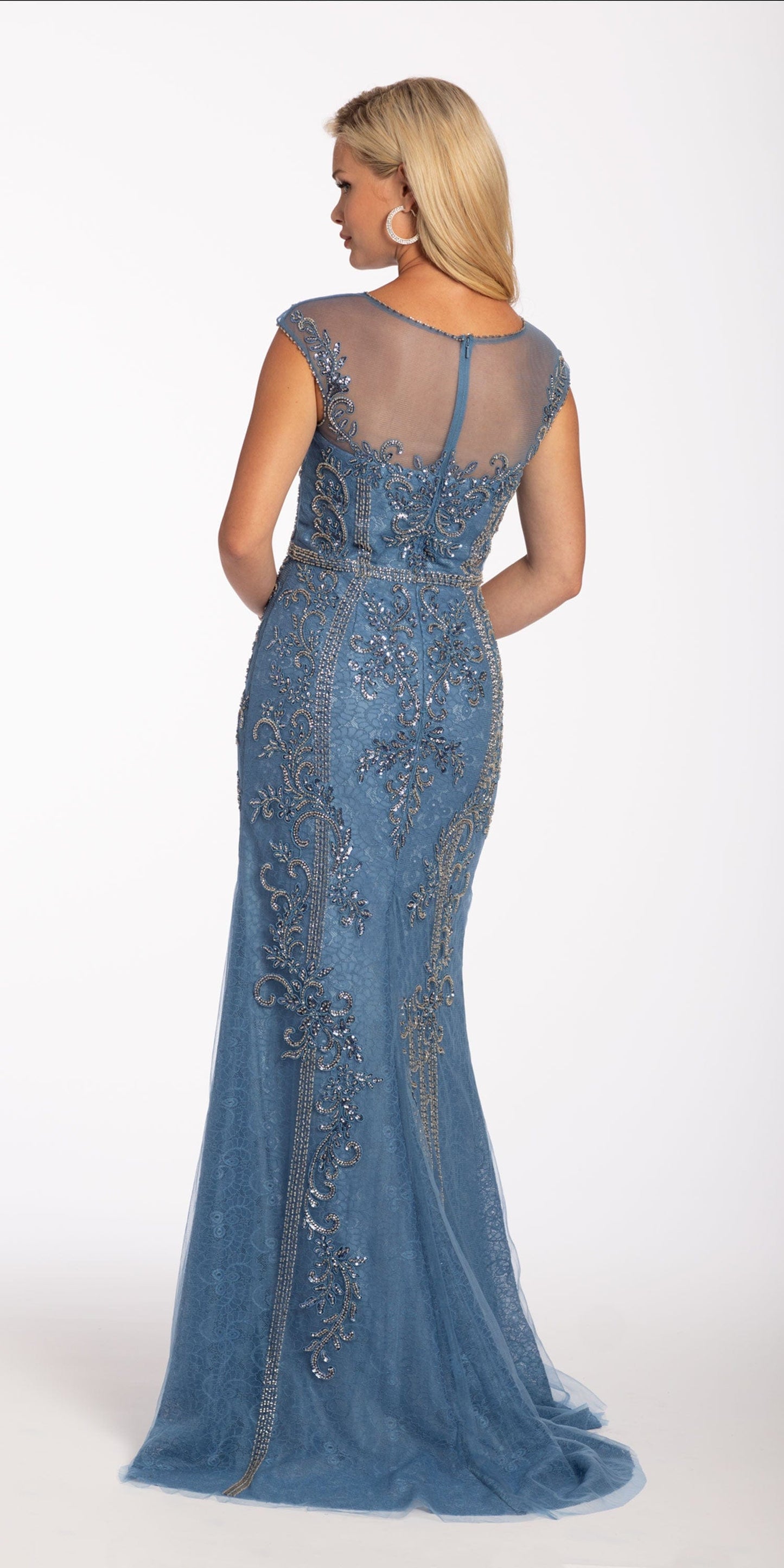 Camille La Vie Lace Cap Sleeve Beaded Sheath Dress