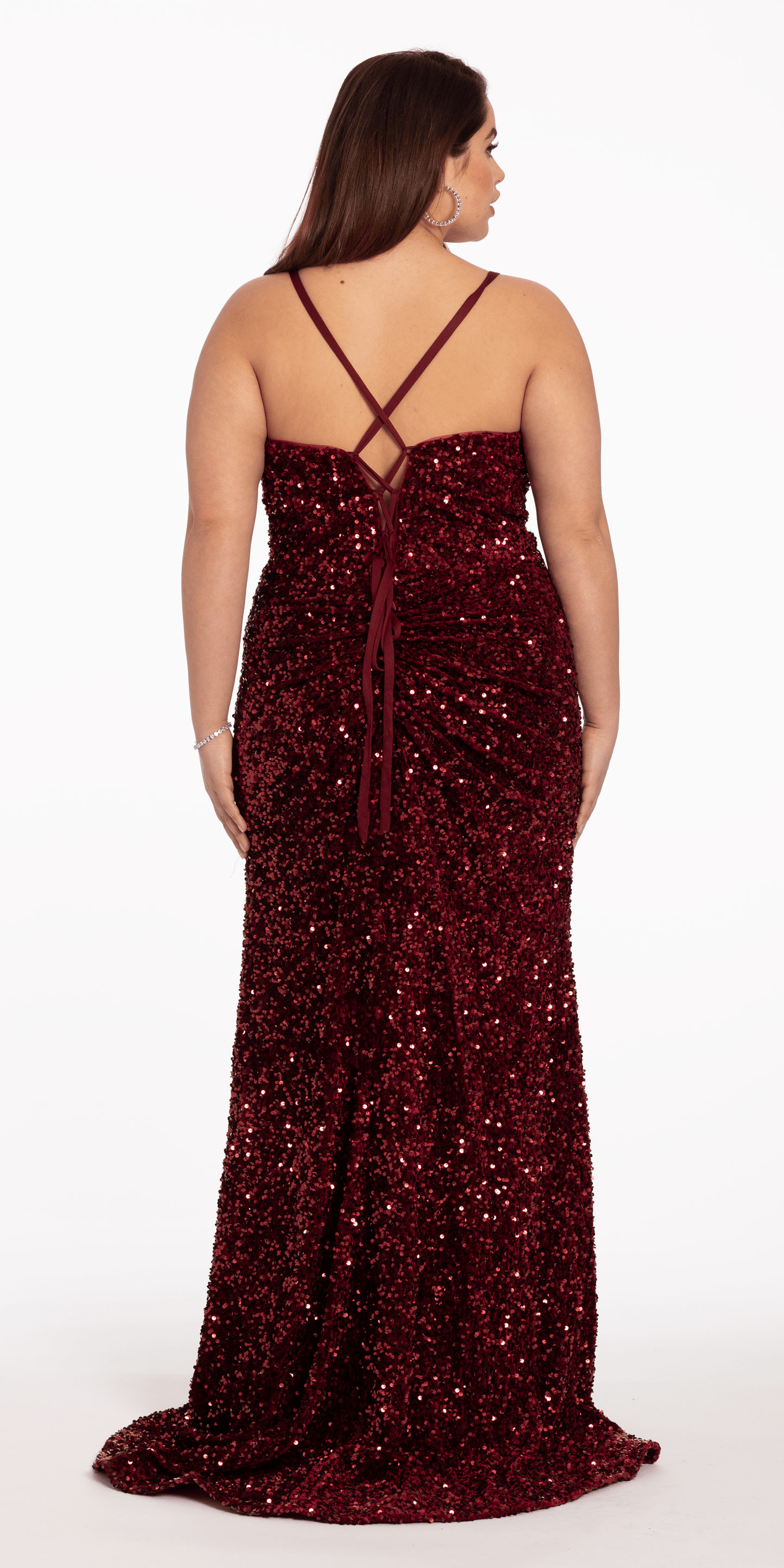 navy Size 0 missy Camille La Vie Sequin Lace Up Dress with Side Slit