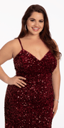 Sequin Lace Up Dress with Side Slit Image 4