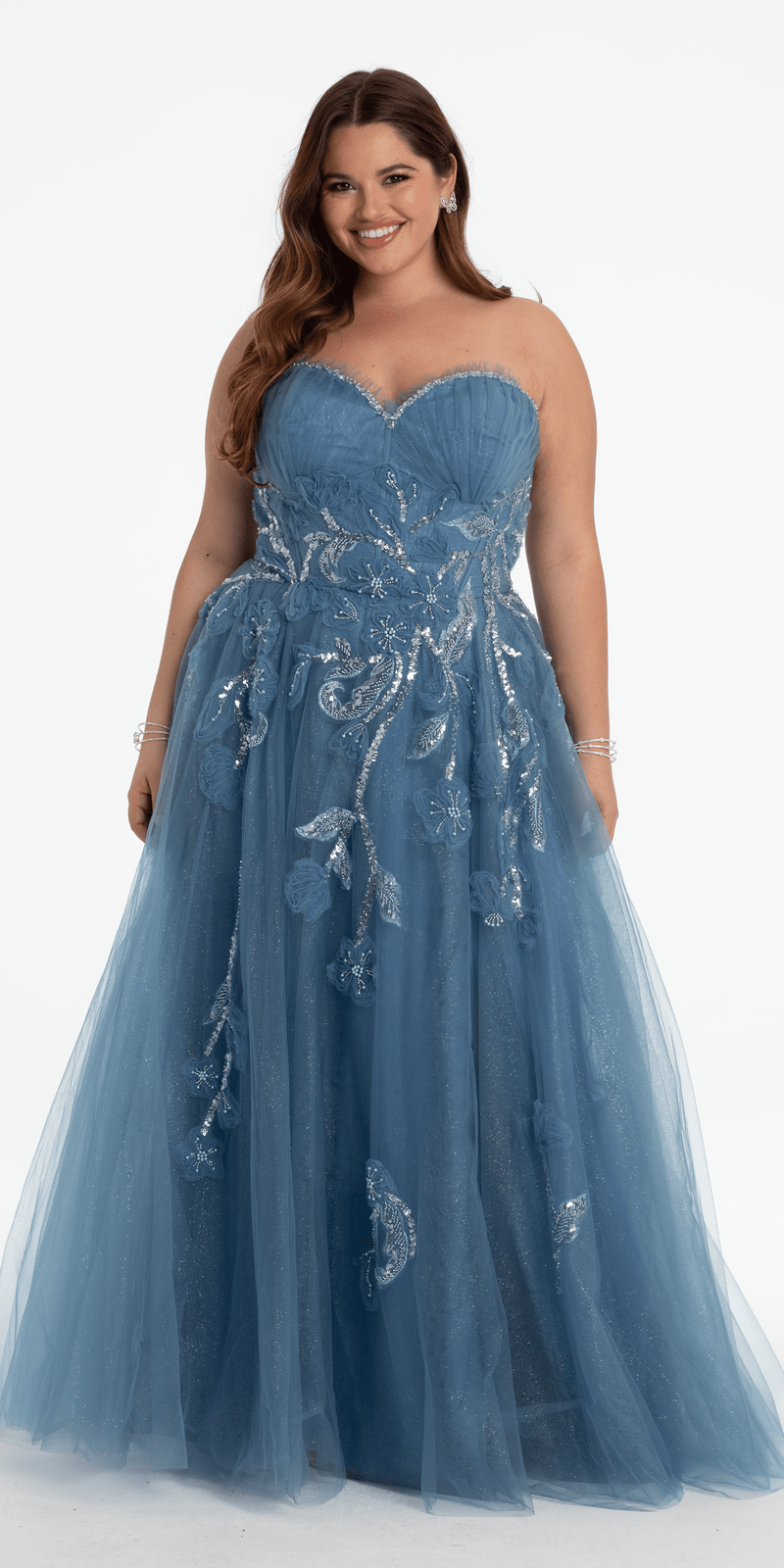Glitter Tulle Embellished Sweetheart Ballgown Image 5