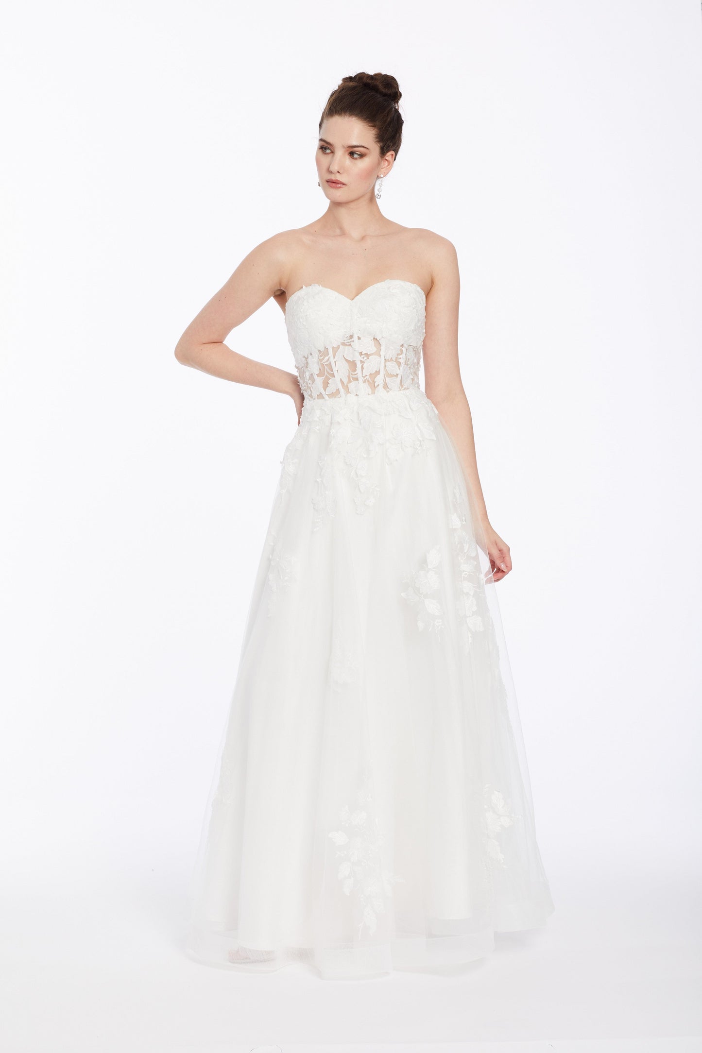 Camille La Vie Floral Mesh Applique Corset A-Line Dress