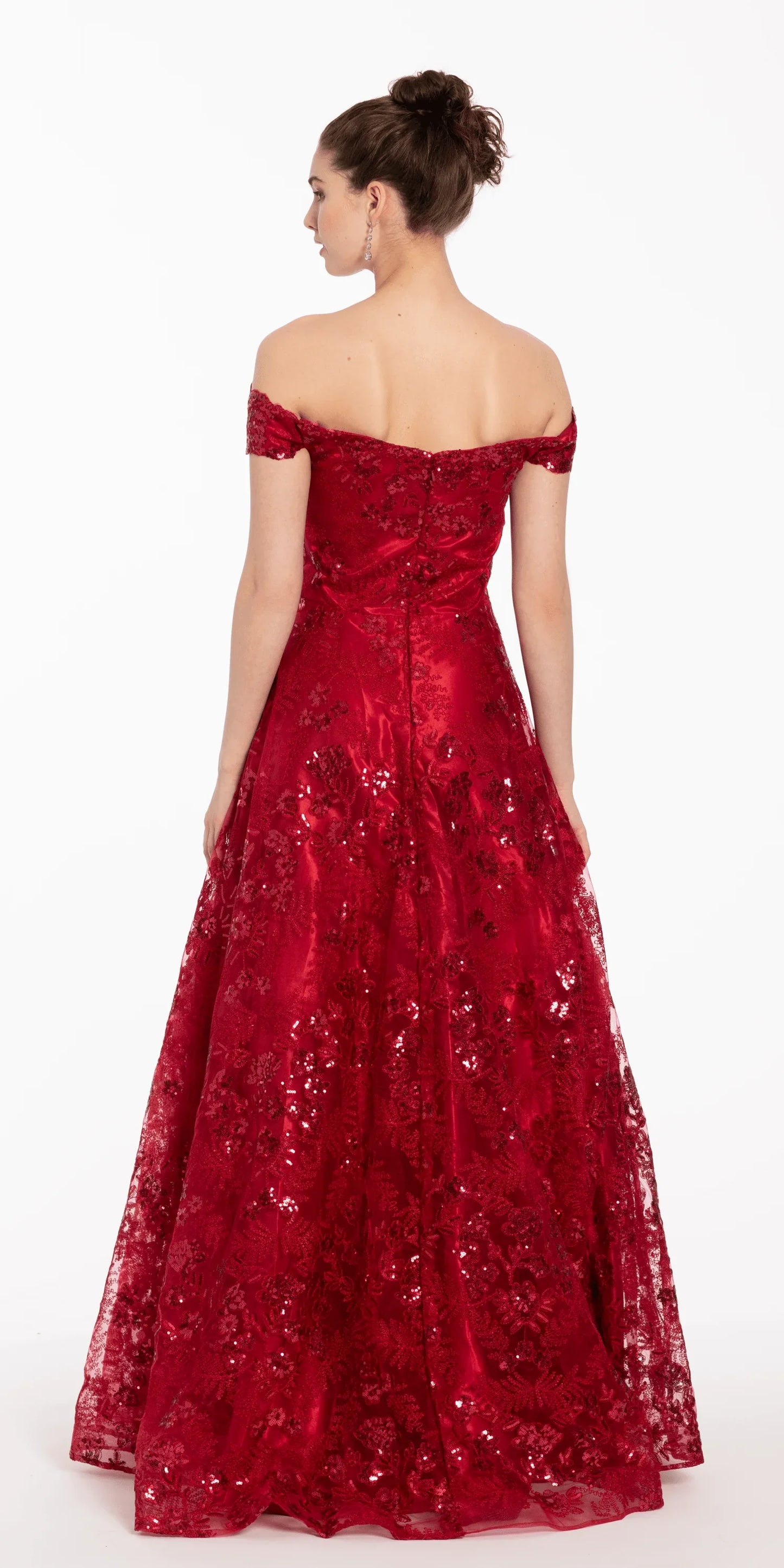 Off the Shoulder Floral Embroidered A Line Dress - Camille La Vie