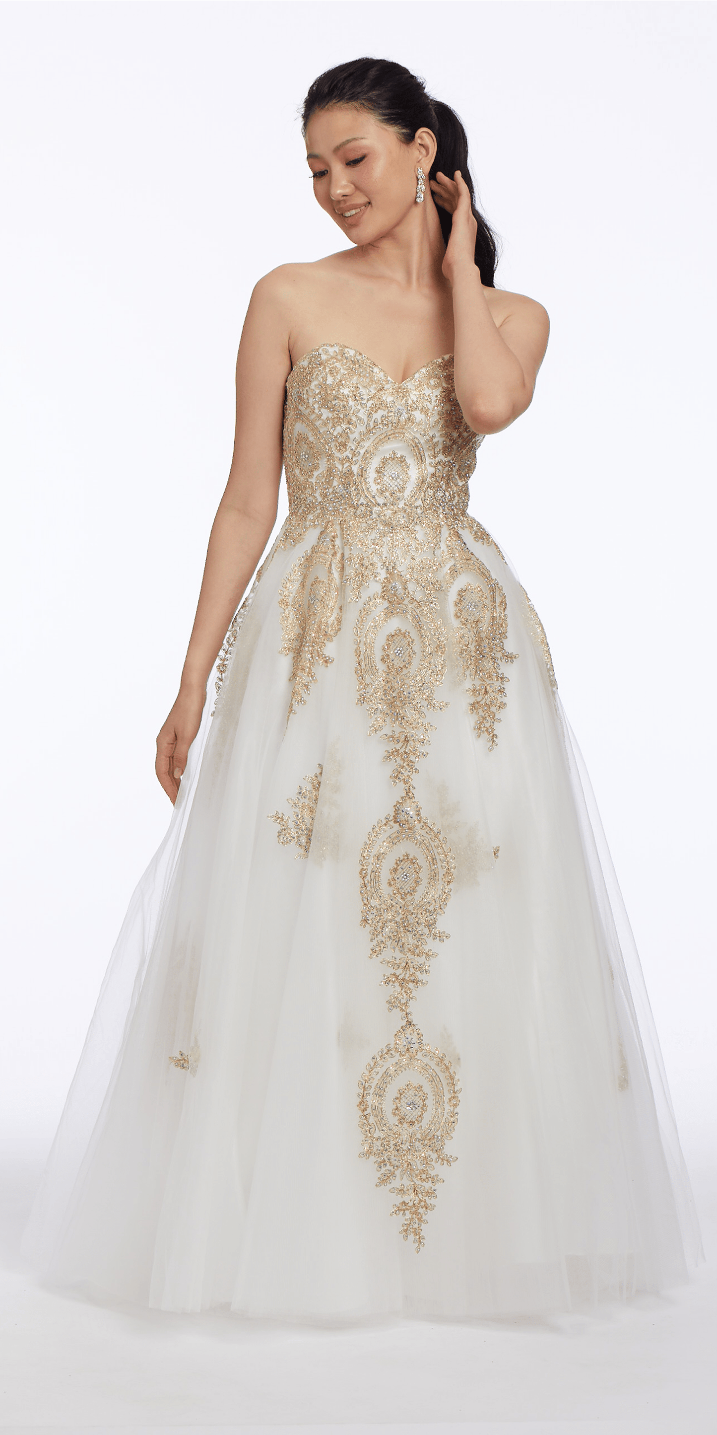 Camille La Vie Metallic Applique Tulle Ballgown